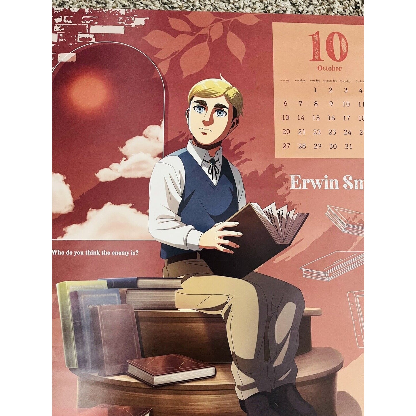 Attack On Titan Erwin Smith October 2024 Calender/Poster 21X18 Ensky