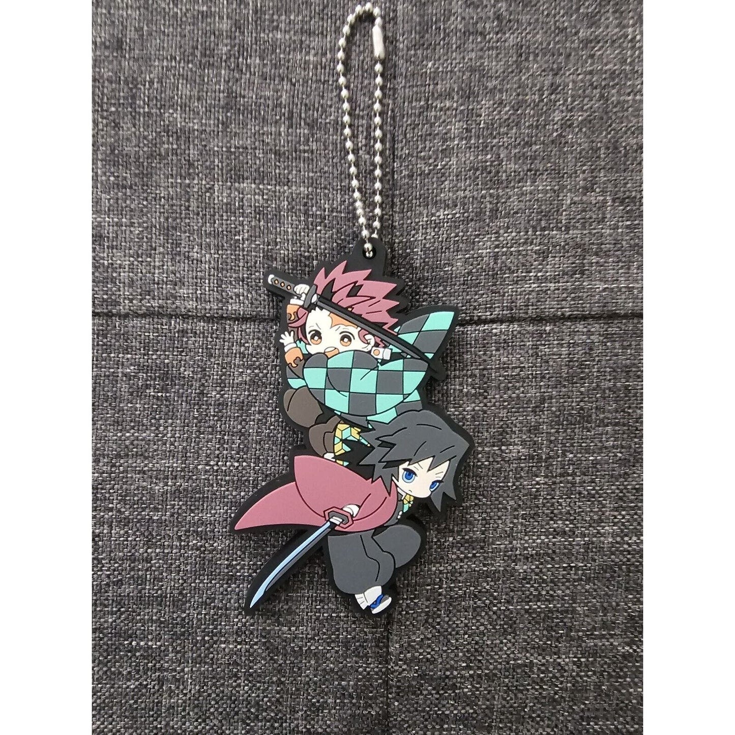 Demon Slayer Giyu & Tanjiro Kamado Rubber Strap Charm Keychain Used