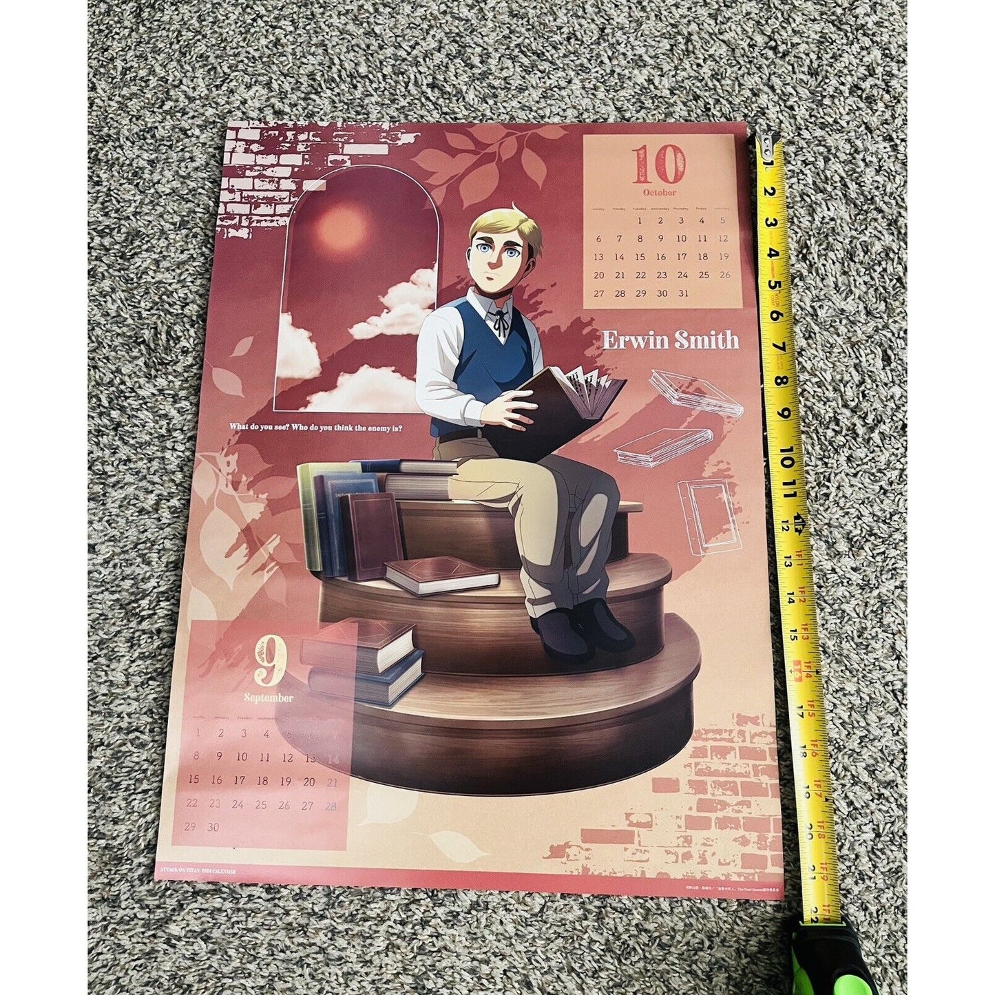 Attack On Titan Erwin Smith October 2024 Calender/Poster 21X18 Ensky