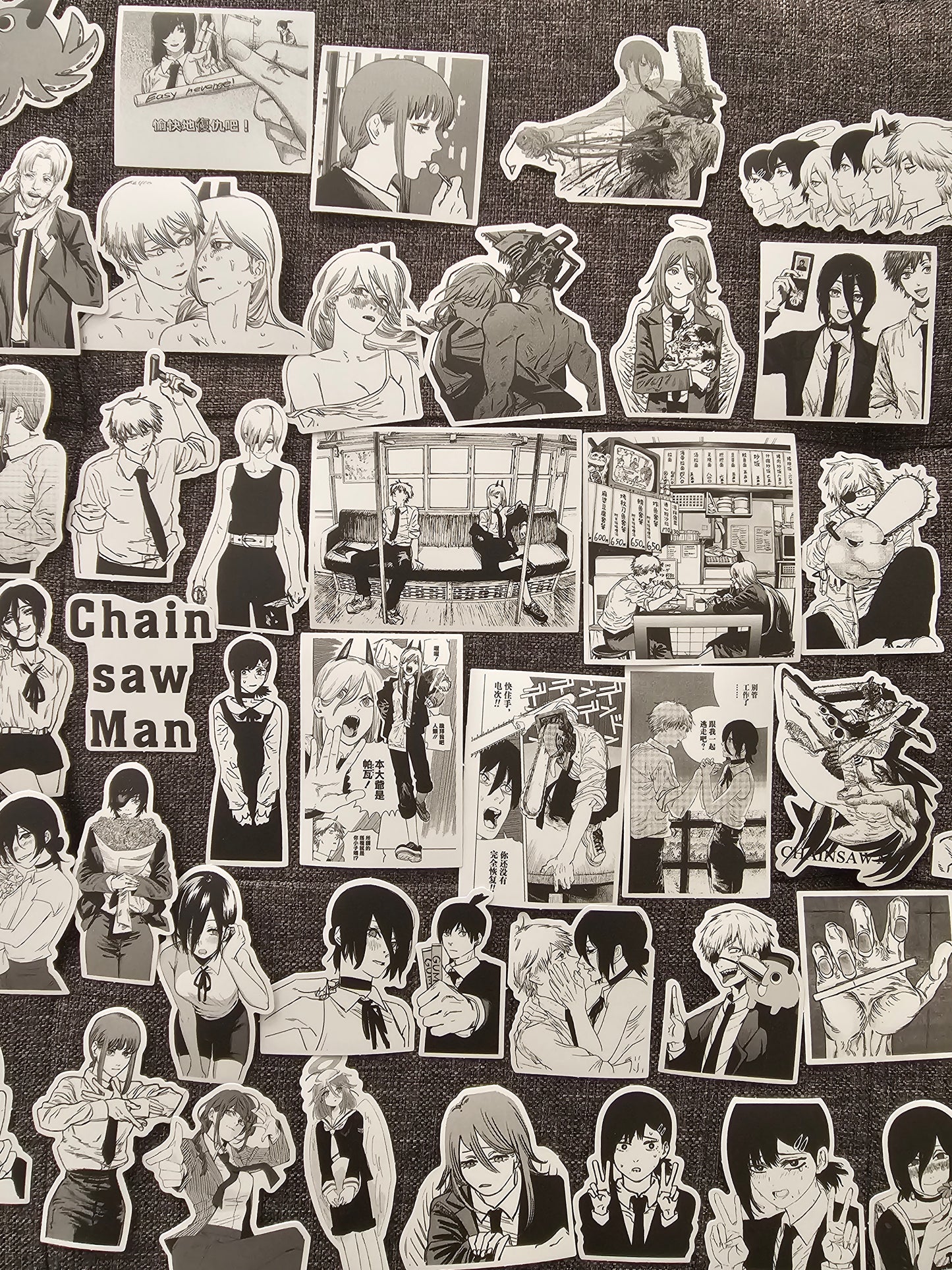 Chainsaw Man Anime Black/White 65 Piece Sticker Set