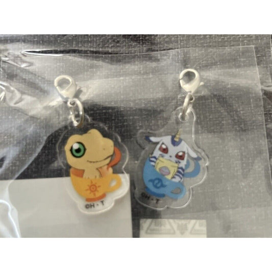 Digimon Animate Cafe Agumon Gabumon Acrylic Keychain Charm Brand New US Seller