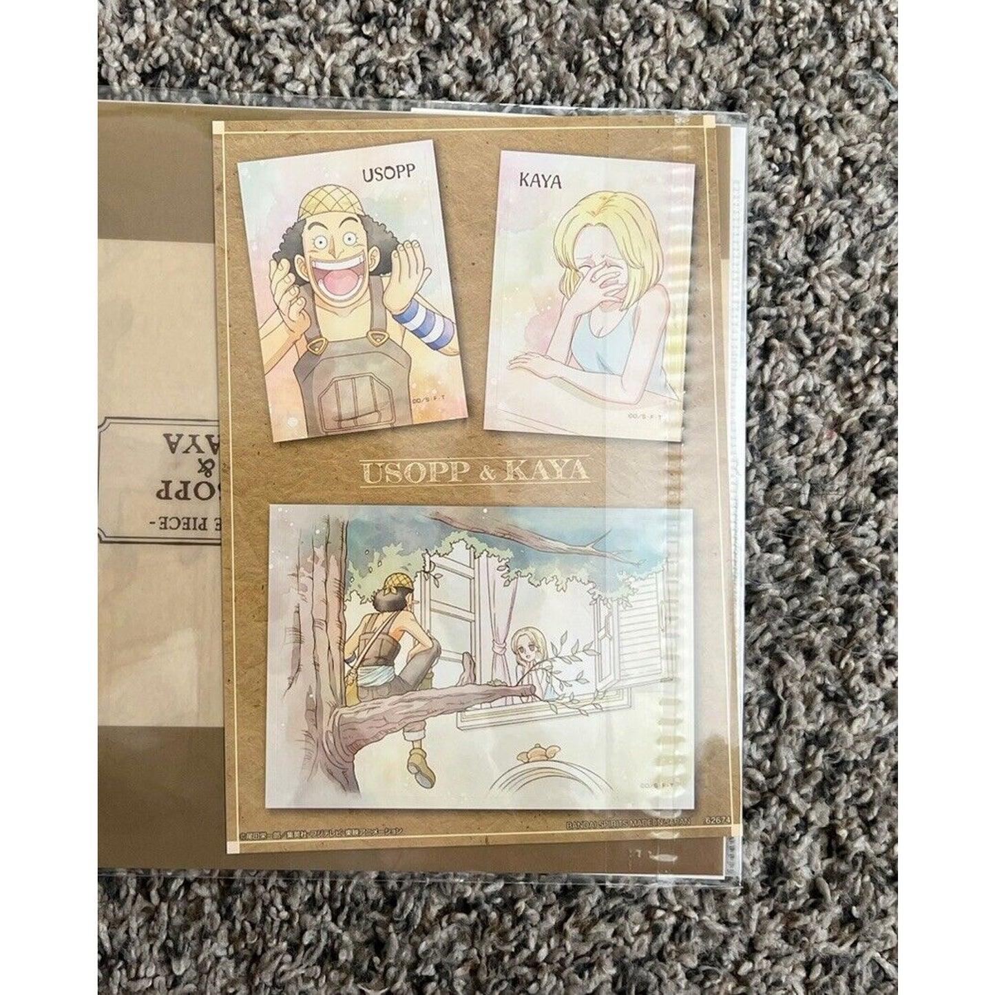 One Piece Usopp/Kaya Ichiban Kuji H Prize Clear File/Sticker Set Brand New