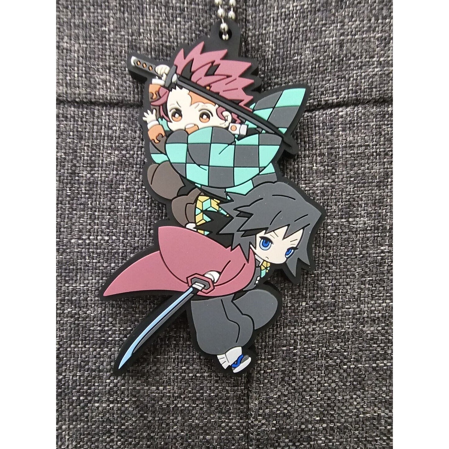 Demon Slayer Giyu & Tanjiro Kamado Rubber Strap Charm Keychain Used