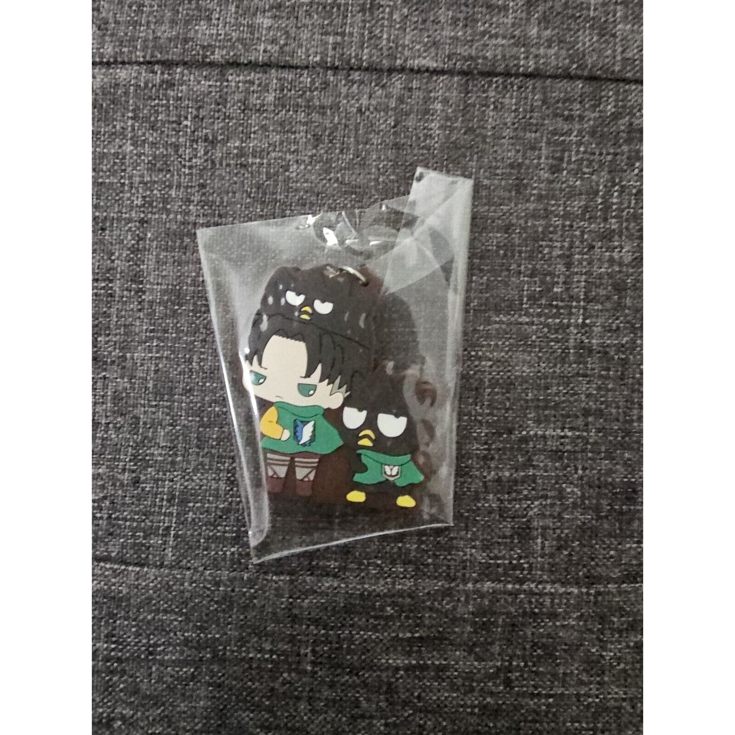 Attack On Titan Sanrio Levi Ackerman Batz-Maru Rubber Charm Keychain Anime