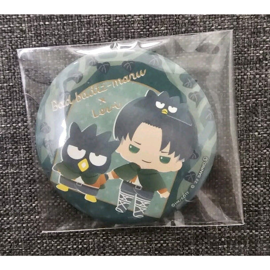 Attack On Titan X Sanrio Collab Levi Ackerman Batz-Maru Anime Can Badge Pin