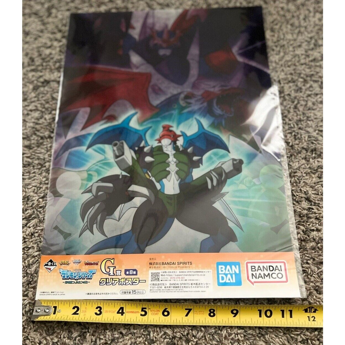 Digimon Ichiban Kuji G Prize Paildramon Clear Poster 16X11
