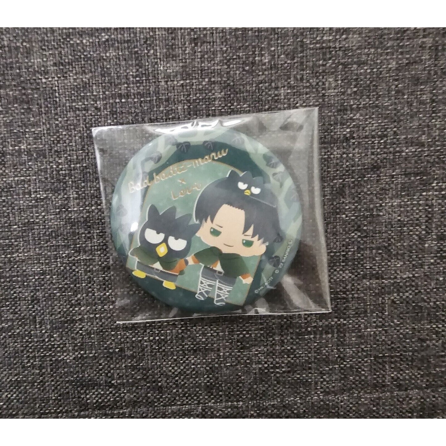 Attack On Titan X Sanrio Collab Levi Ackerman Batz-Maru Anime Can Badge Pin