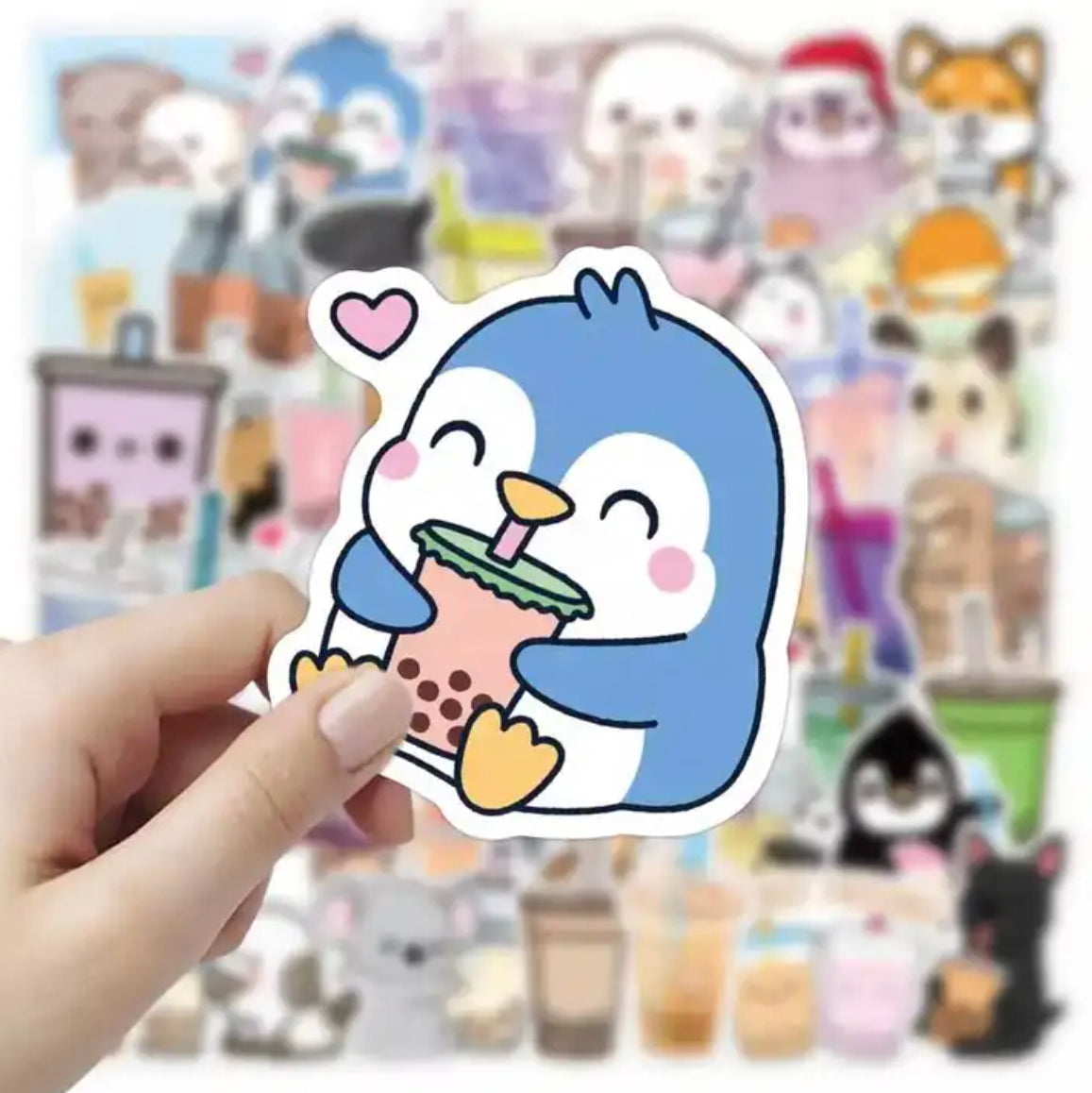 Kawaii Boba Tea Animal 50 Piece Sticker Set