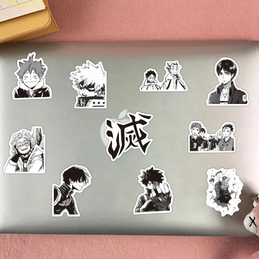 Black And White Mixed Anime 50 Piece Sticker Set