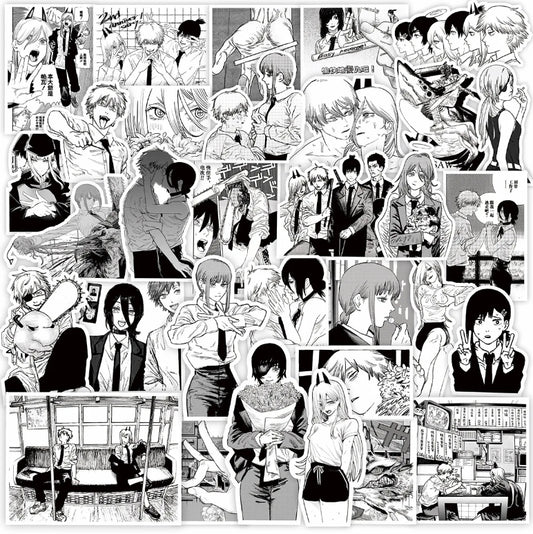 Chainsaw Man Anime Black/White 65 Piece Sticker Set