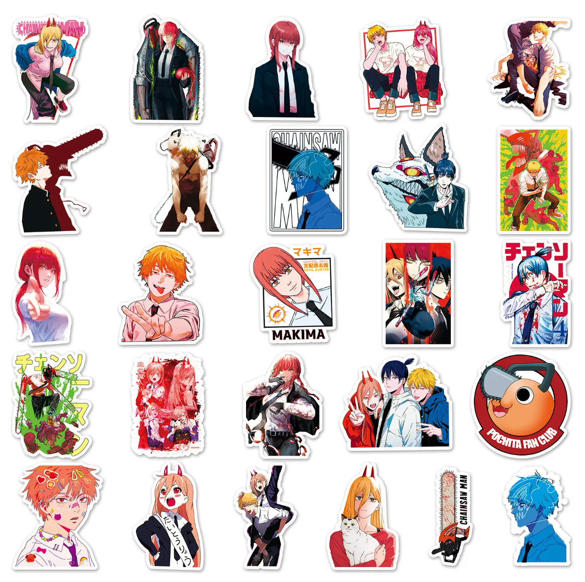 Chainsaw Man Anime 50 Piece Sticker Set