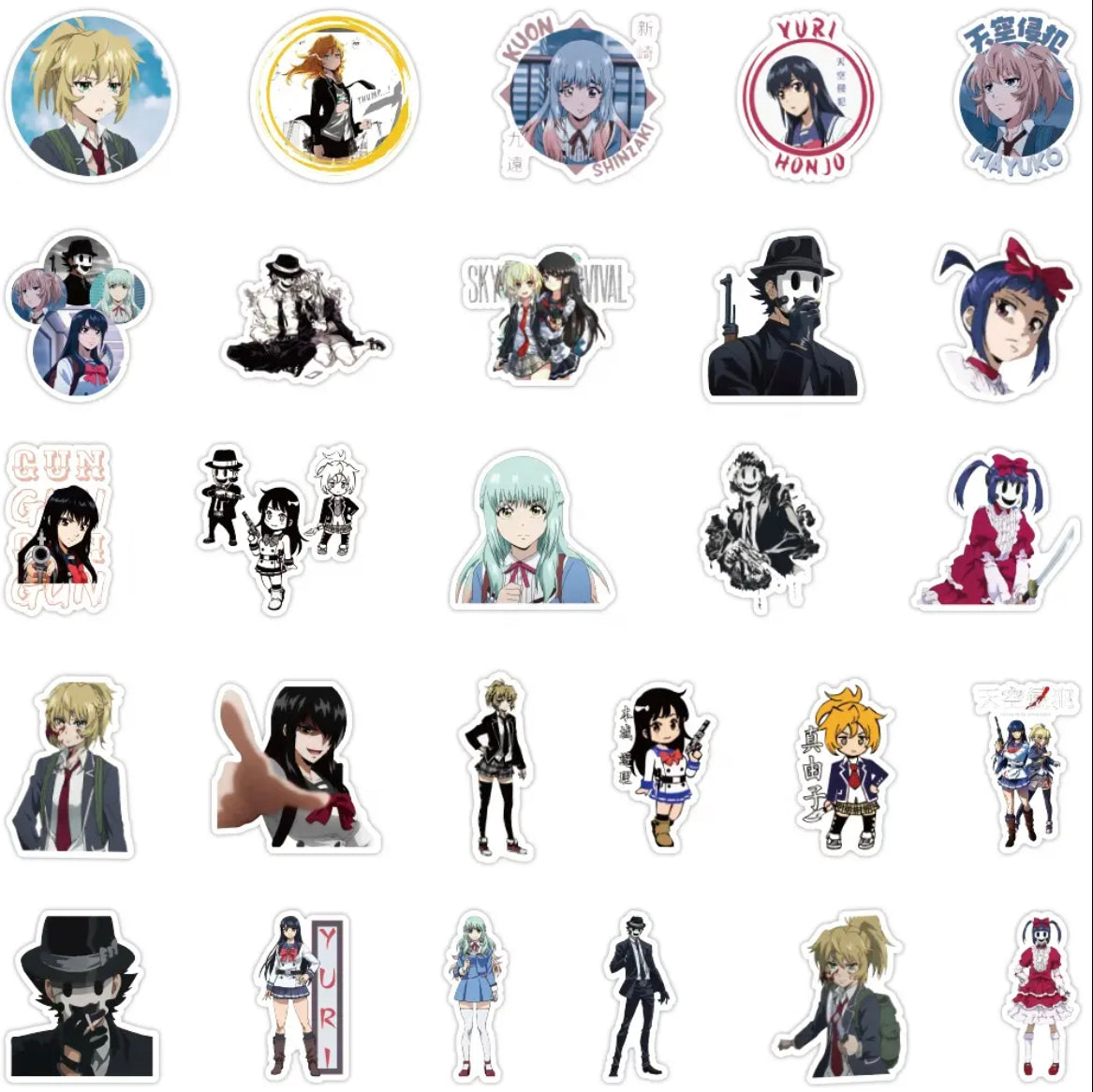 High Rise Invasion Anime 50 Piece Sticker Set