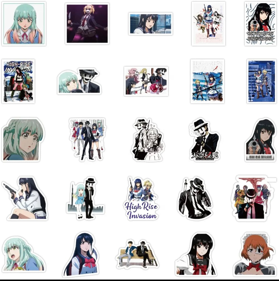 High Rise Invasion Anime 50 Piece Sticker Set