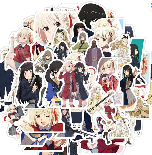 Lycoris Recoil Anime 50 Piece Sticker Set