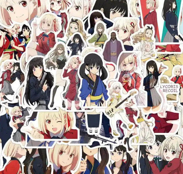 Lycoris Recoil Anime 50 Piece Sticker Set