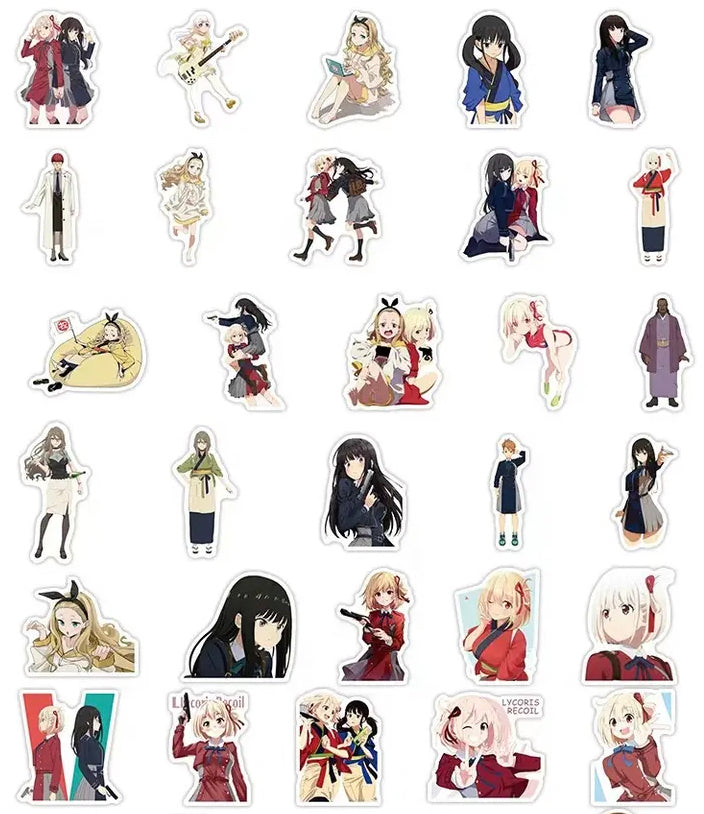 Lycoris Recoil Anime 50 Piece Sticker Set