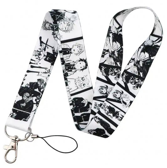 Mixed Anime Black And White Lanyard Keychain