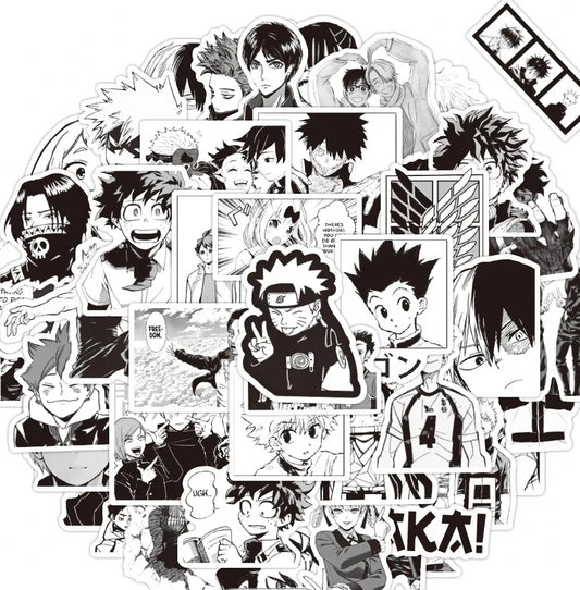 Black And White Mixed Anime 50 Piece Sticker Set