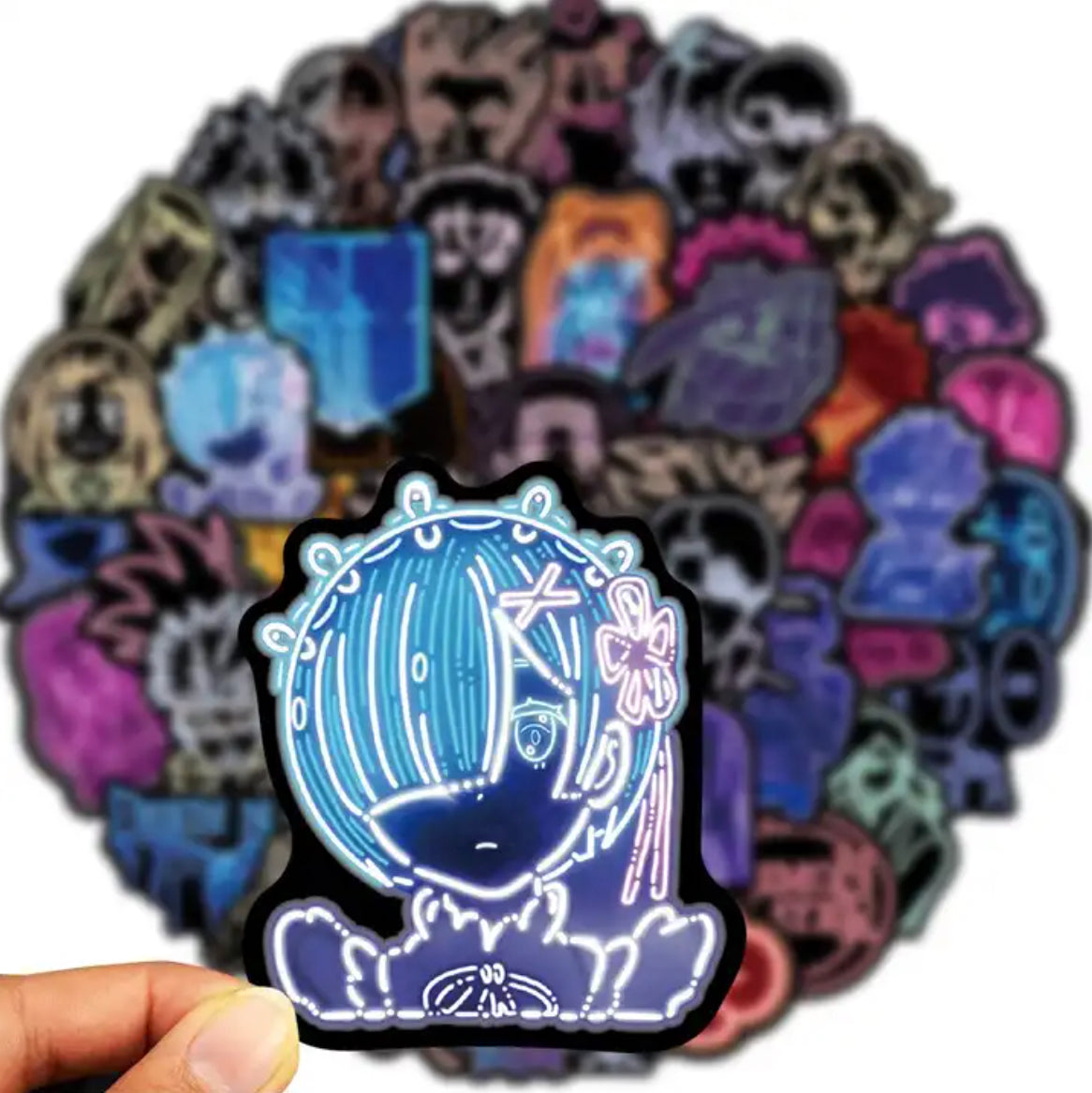 Mixed Anime Neon Light 50 Piece Sticker Set