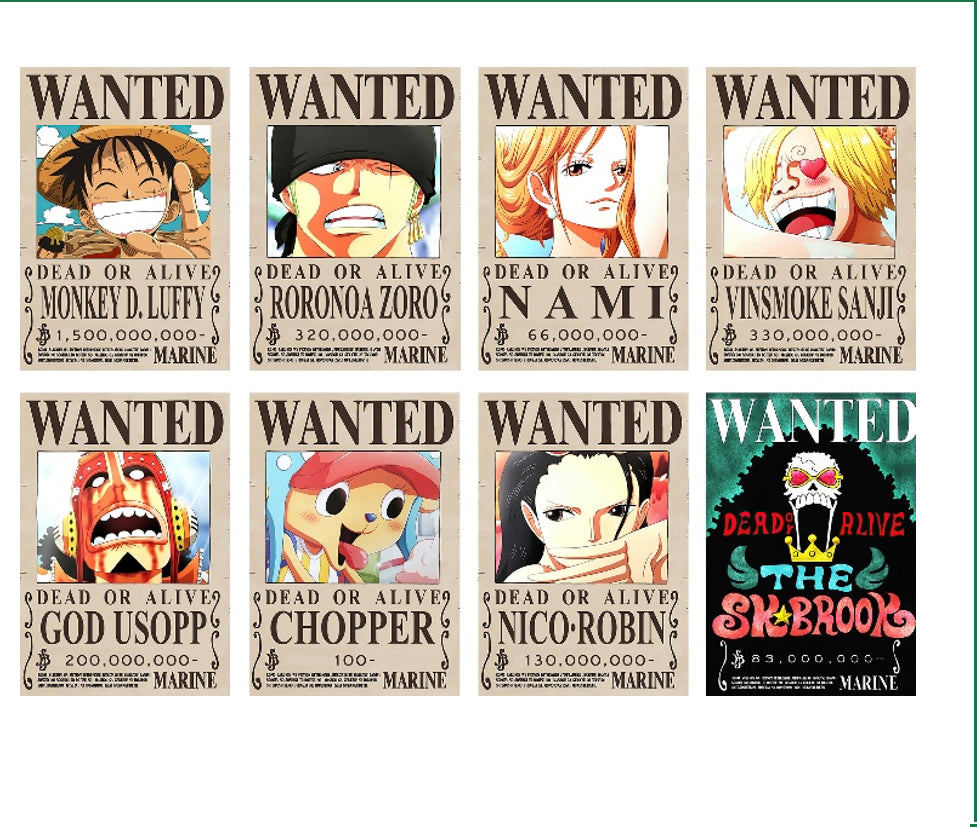 One Piece Wanted Anime 8 Piece Poster Set