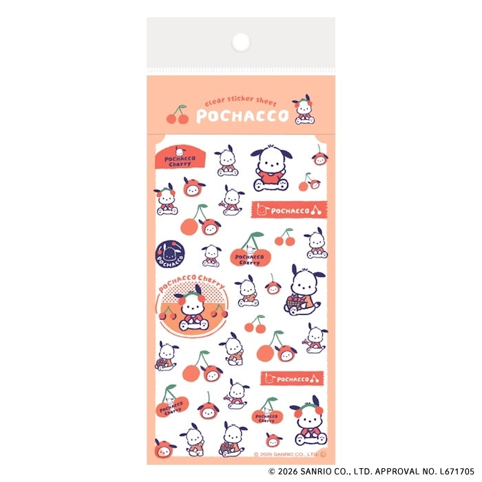 Sanrio Pochacco Cherry Clear Sticker Sheet – Fruit Market | Japan Import