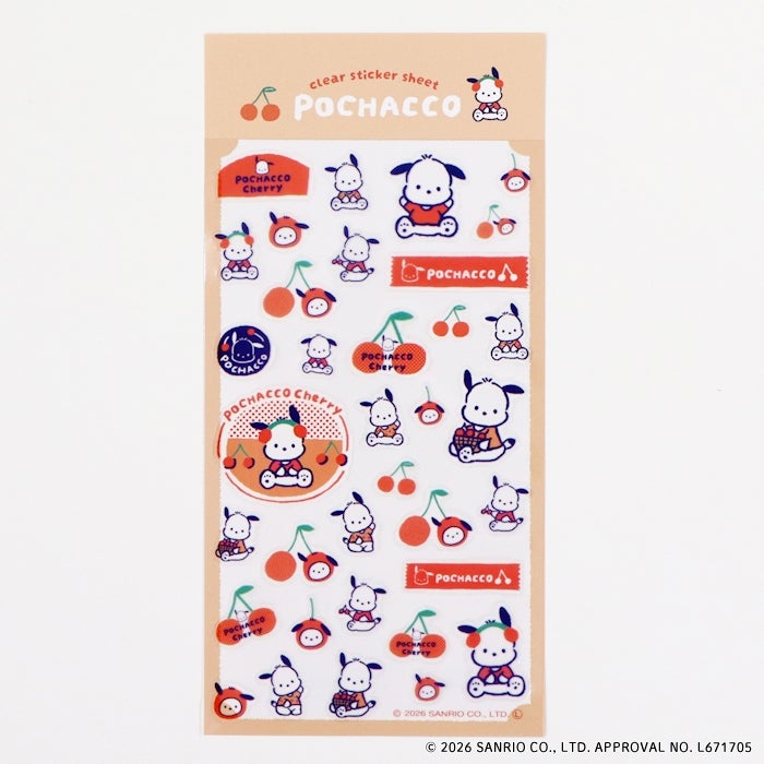 Sanrio Pochacco Cherry Clear Sticker Sheet – Fruit Market | Japan Import