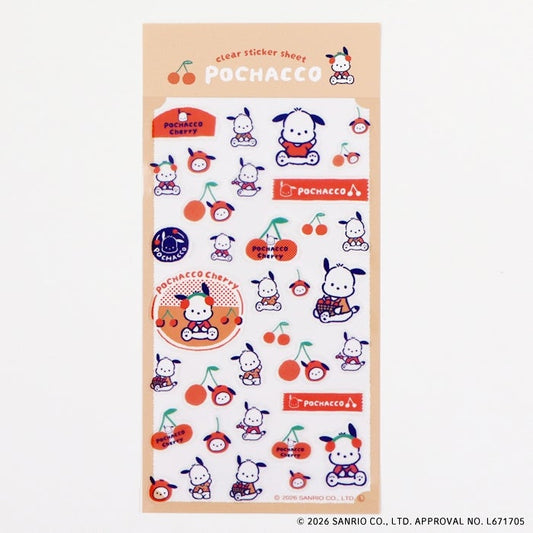 Sanrio Pochacco Cherry Clear Sticker Sheet – Fruit Market | Japan Import