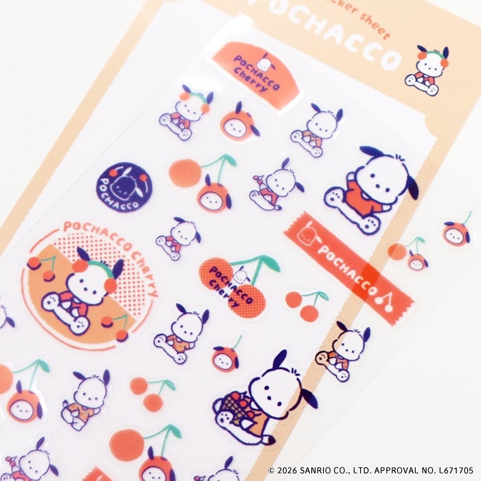 Sanrio Pochacco Cherry Clear Sticker Sheet – Fruit Market | Japan Import