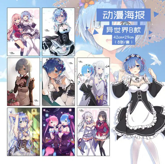 Re: Zero Anime 8 Piece Poster Set