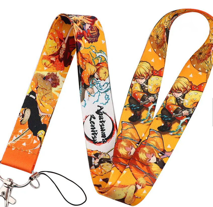 Demon Slayer Zenitsu Anime Lanyard Keychain