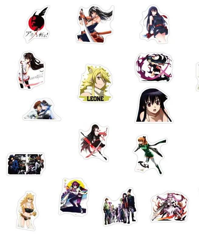 Akame Ga Kill Anime 50 Piece Sticker Set