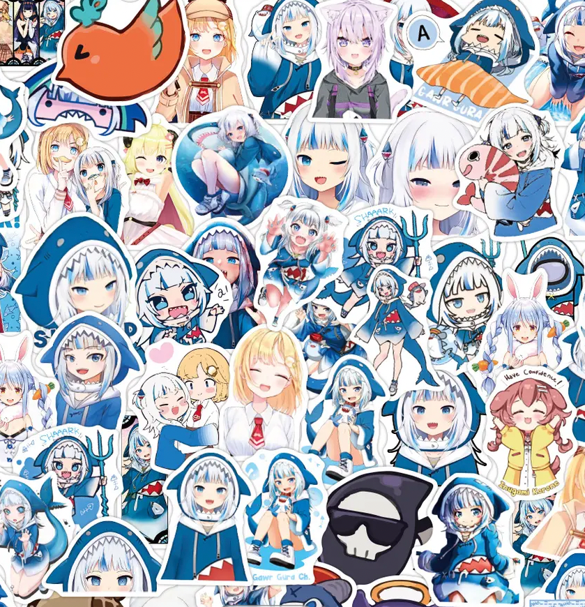 Gawr Gura Hololive Anime 50 Piece Sticker Set