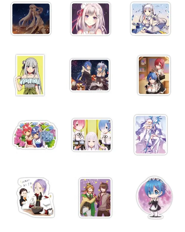 Re:Zero Life In A Different World Anime 50 Piece Sticker Set