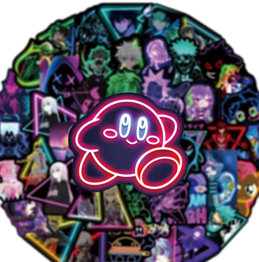 Mixed Anime Neon Light 50 Piece Sticker Set