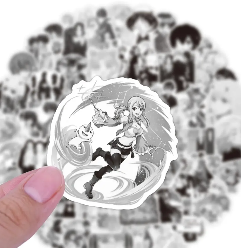 Mixed Anime Black And White 50 Piece Sticker Set