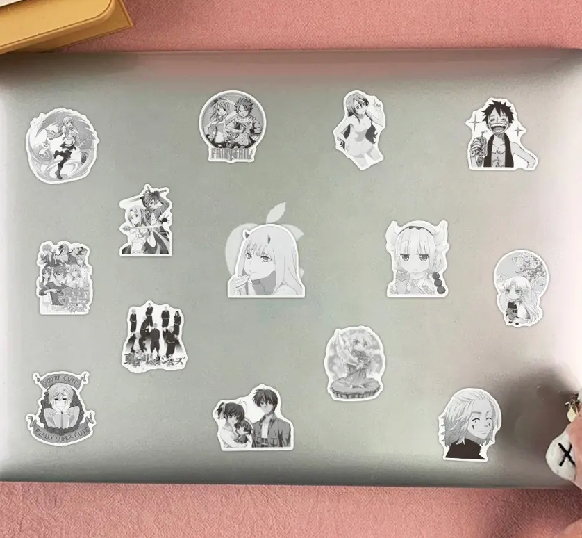 Mixed Anime Black And White 50 Piece Sticker Set